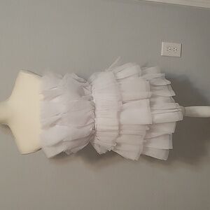 Infinity Raine White Strapless Tiered Ruffle Mini Dress - Size M, NWT